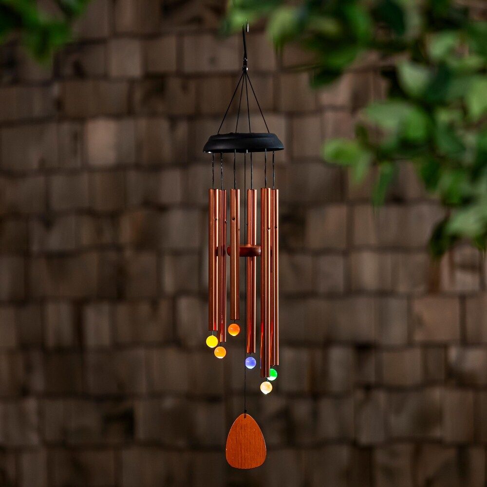 33&quot; Voice Activated Solar Wind Chime, Bronze
