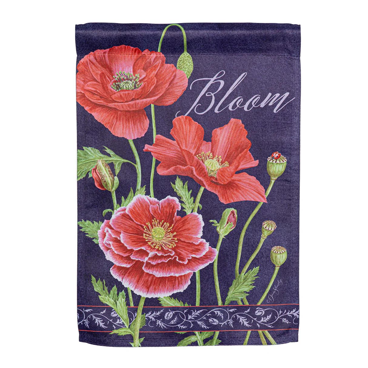 Red Poppies Bloom Suede Garden Flag