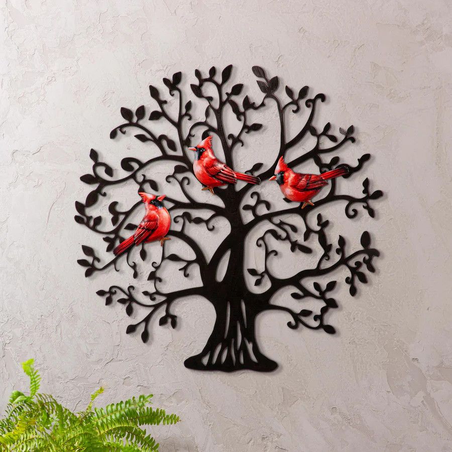 Metal Tree with Cardinals Wall Décor