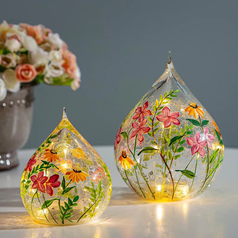 Wildflower LED Glass Table Decor - Small