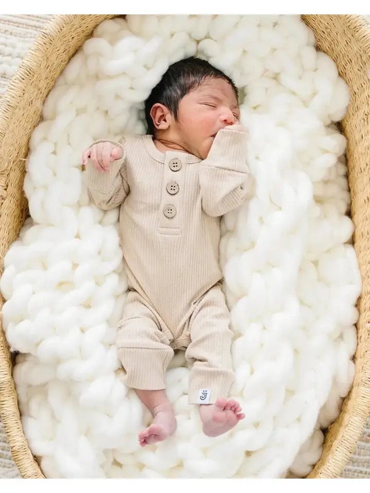 Organic Jumpsuit | Latte, Size: Newborn