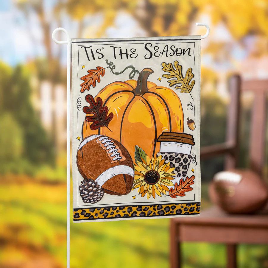 Tis&#39; The Season Fall Applique Garden Flag