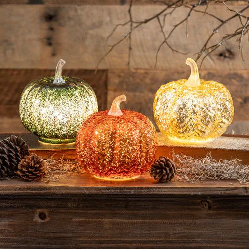 6&quot; LED Glass Pumpkin Table Decor