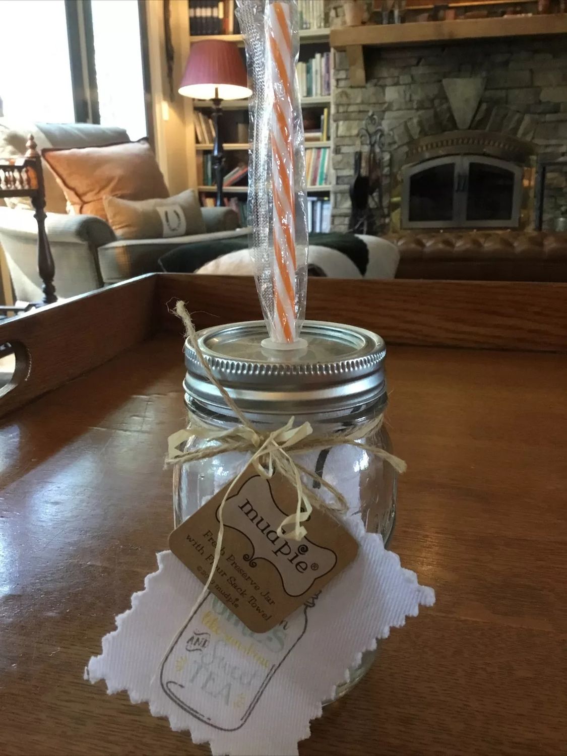 Mud Pie Fresh Preserve Drinking Jar &amp; Flour Sack Towel! SOUTHERN GIRLS &amp; TEA!