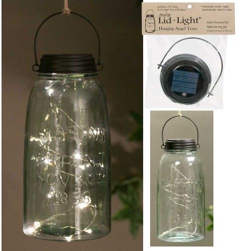 Hanging Mason Jar Solar Light Lid - Rustic Brown - Angel Tears