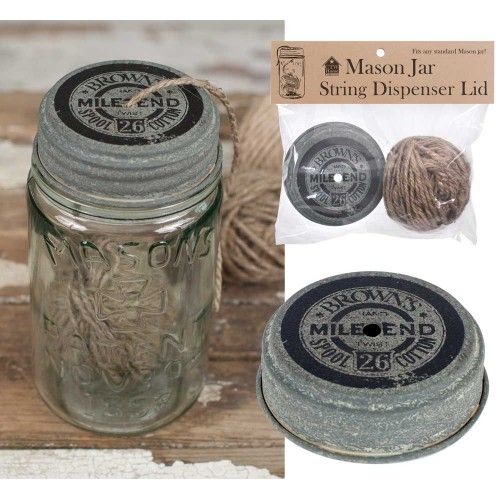 Mile End Mason Jar String Dispenser Lid with String