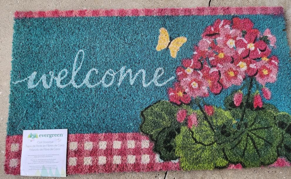 Geranium Welcome Coir Door Mat