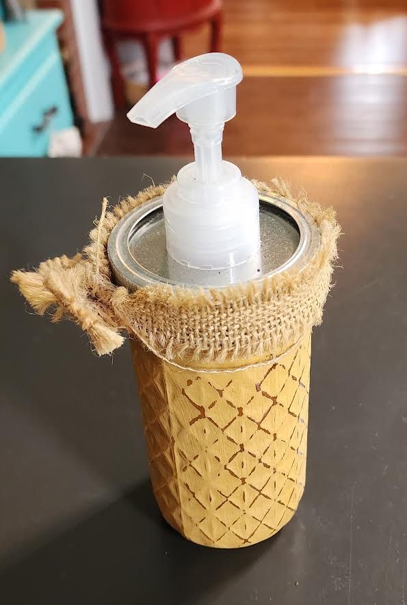 Golden Yellow Mason Jar Soap Dispenser