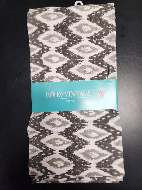 Grey &amp; White Aztec Tea Towel