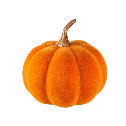 5.5&quot; Autumn Harvest Ceramic Flocking Pumpkin Table Top