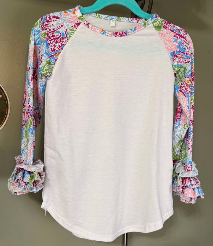 Colorful Floral Triple Ruffle Raglan 8