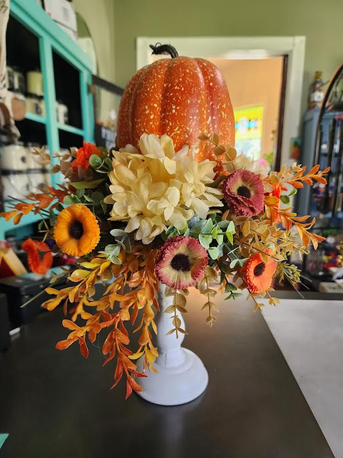 17" Candlestick Pumpkin Decor
