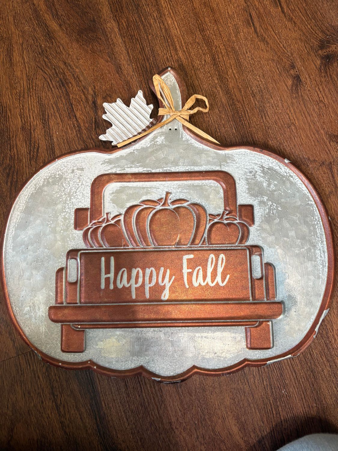 Happy Fall Metal Pumpkin