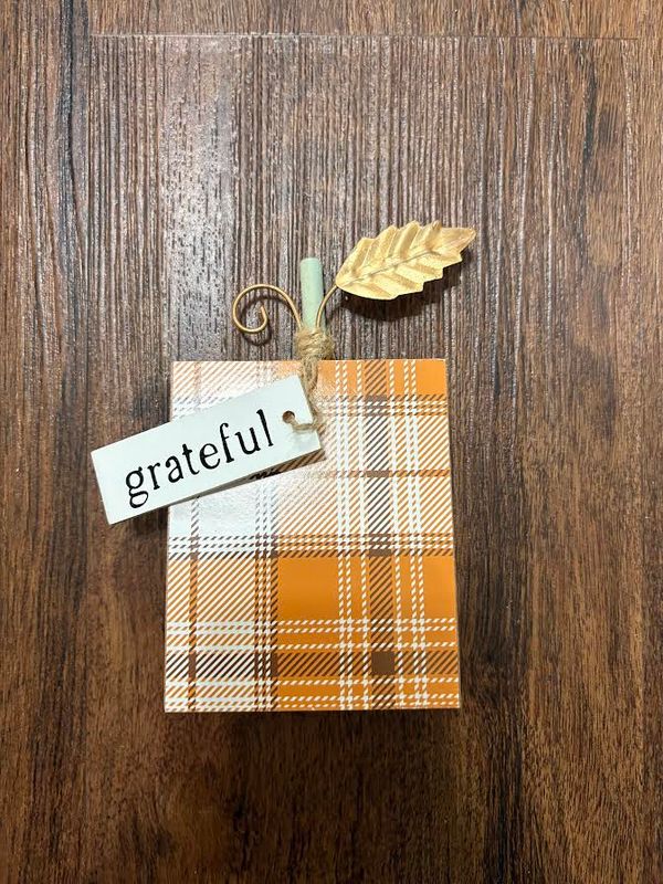 5.5" Grateful Plaid Pumpkin Block