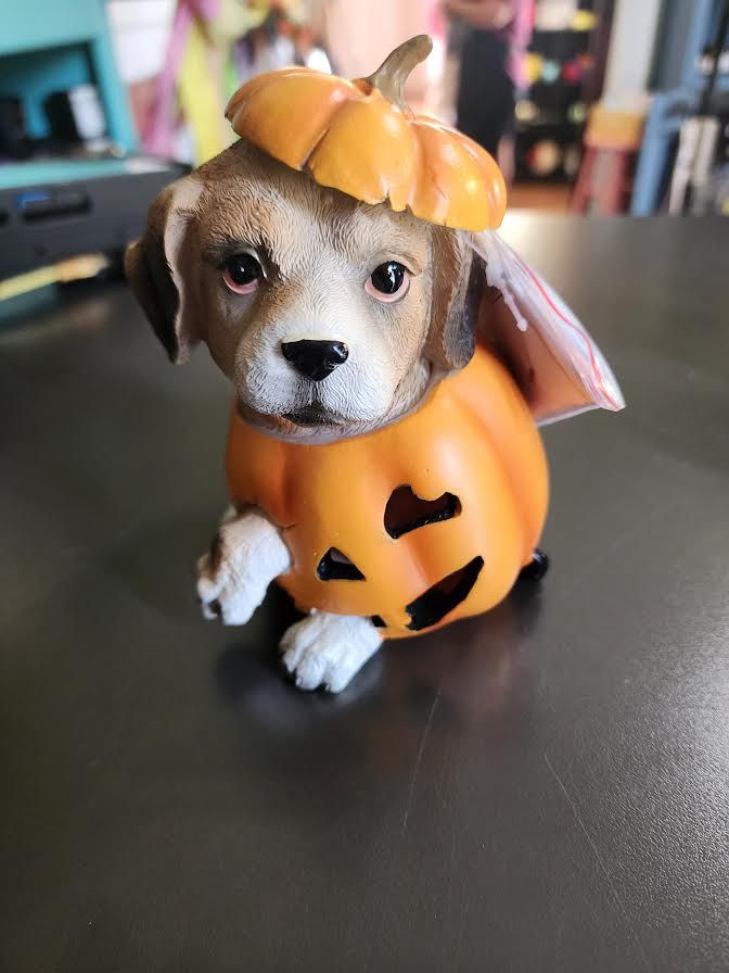 Resin LED Pumpkin and Dog