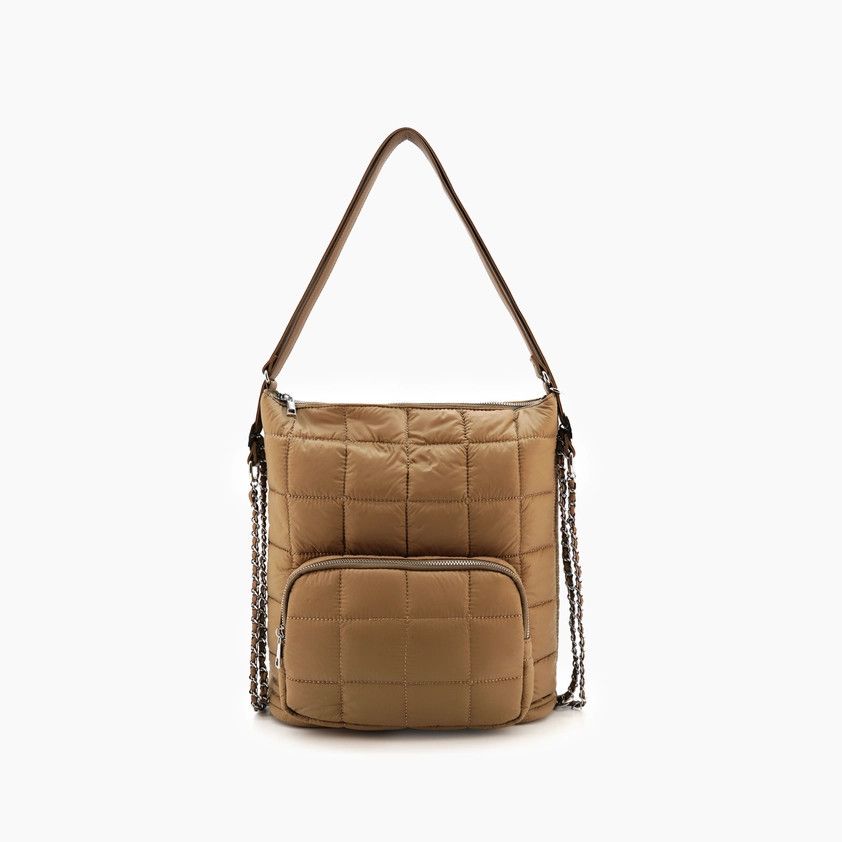 Odette Quilted Convertible Bag Taupe
