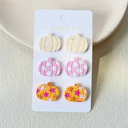 Cutesy Pumpkin Studs Tripple Earring Card