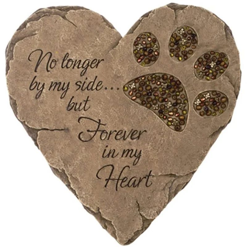 Beadwork Garden Stone Pet Paw Print