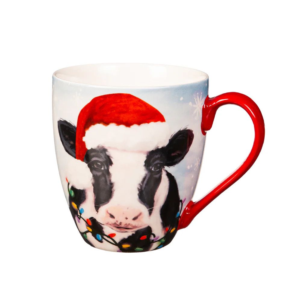 Ceramic Cups O' Java, 17oz., w/ Gift Box, Christmas Farm, Options: Cow