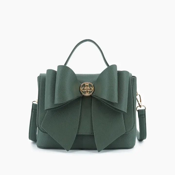 Eva Double Bow Everyday Crossbody Dark Olive