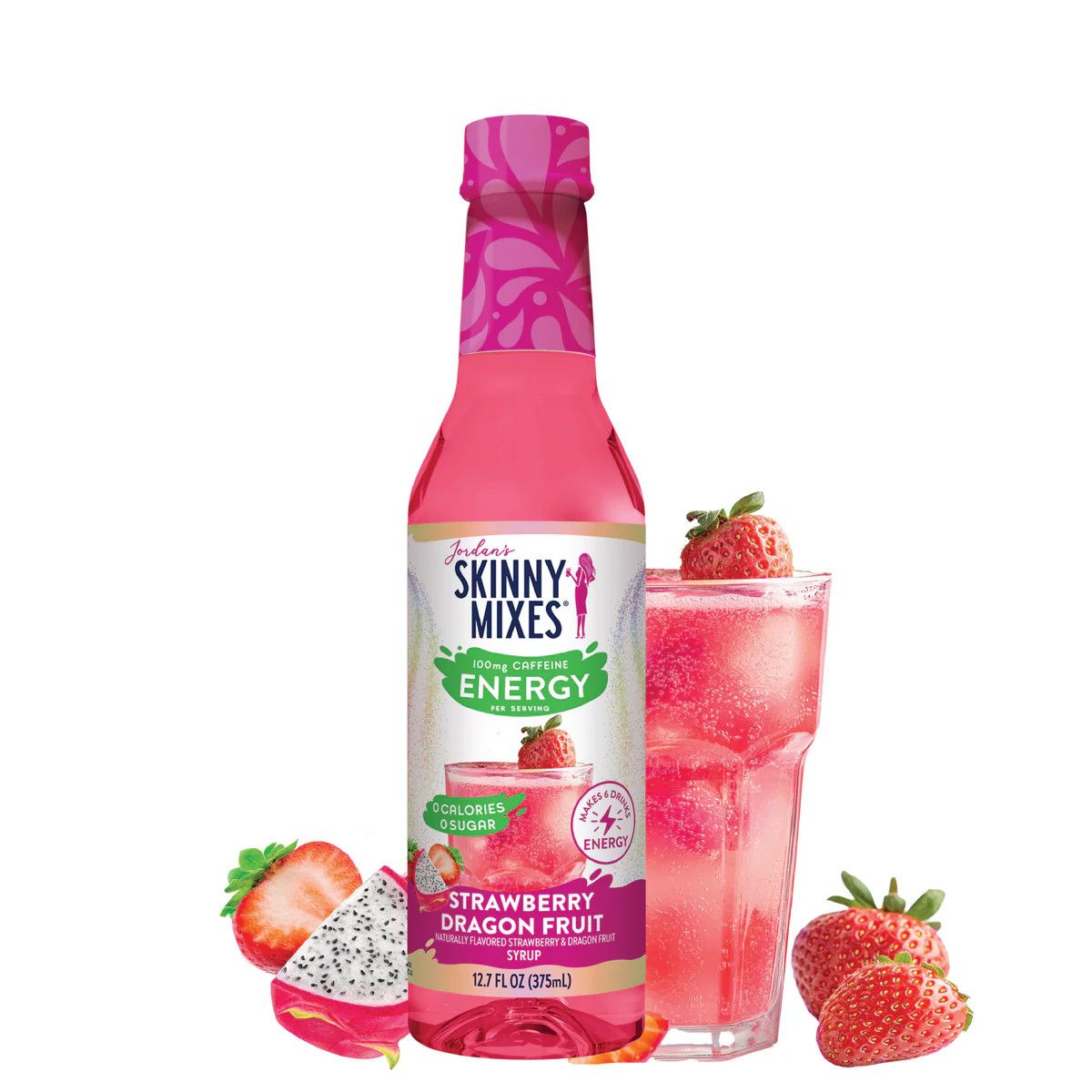 Skinny Mixes Sugar Free Strawberry Dragon Fruit Energy Syrup - 375ml