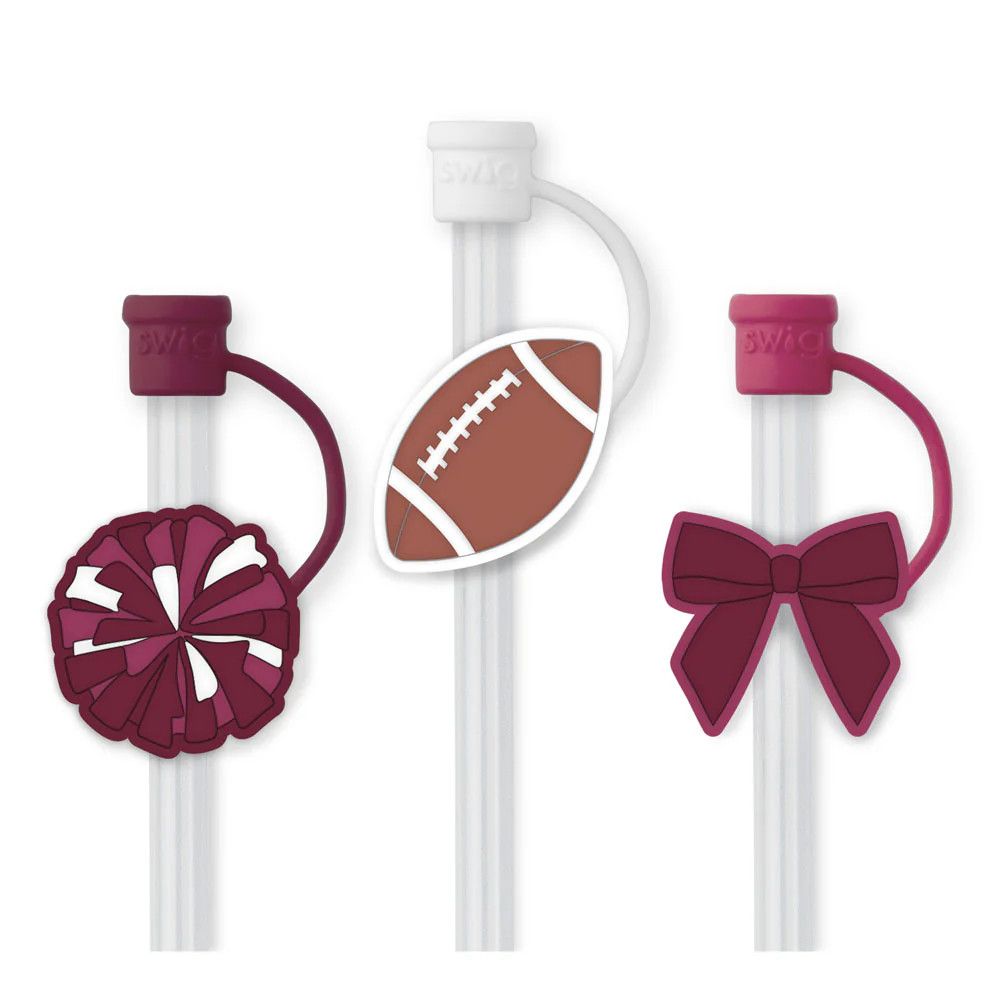 Swig We&#39;ve Got Spirit Maroon Straw Topper Set
