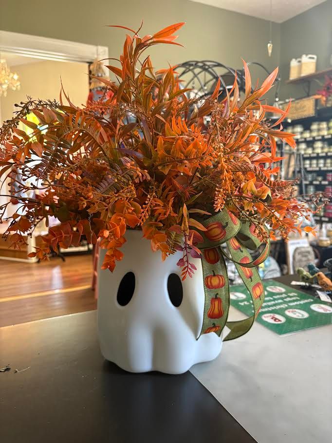 Fall Floral Ghost Planter