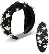 Halloween Headband Black Plastic Ghost and Pearls