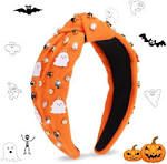 Halloween Headband Orange Plastic Ghost and Pearls