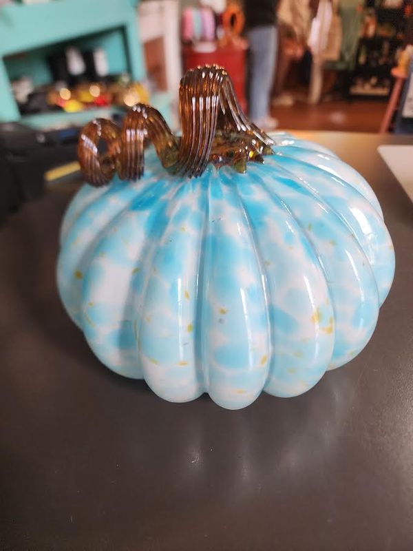 Medium Glass Pumpkin, Blue