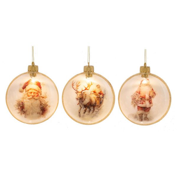 LED Light Up Santa Disk Ornament