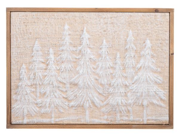 Embossed Forest Wall Decor with Natural Woven