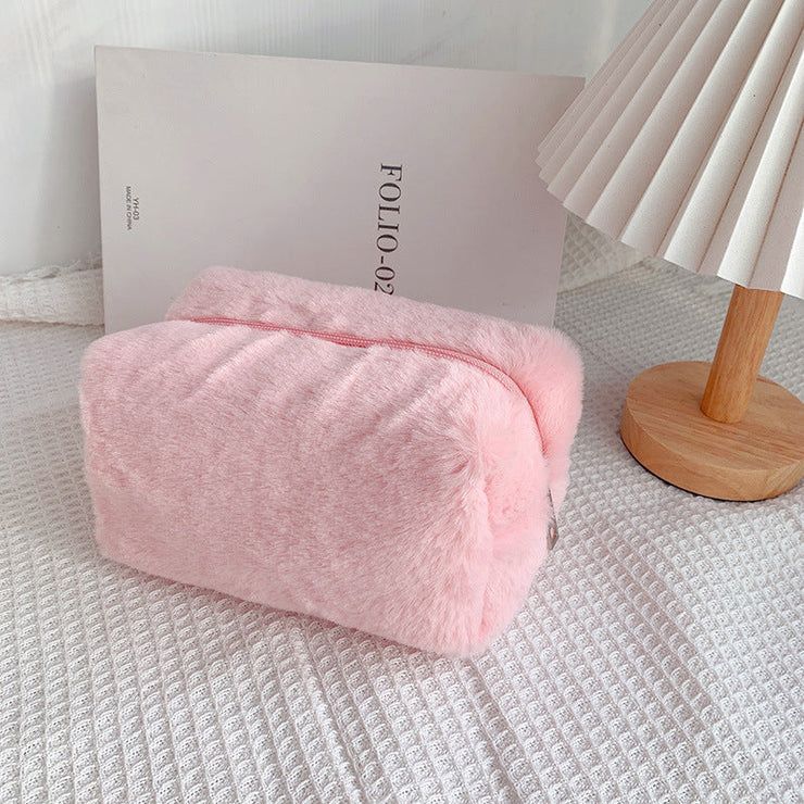 Totally Blanks Plush Cosmetic Bag Pink