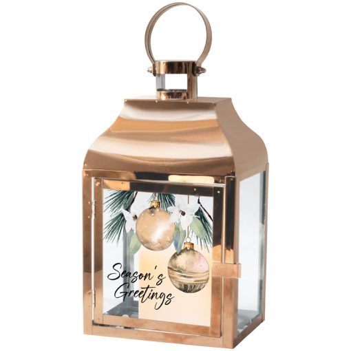 Carson Season's Greetings Medium Copper Lantern