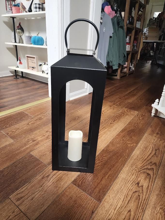Black Metal Lantern with LED Candle