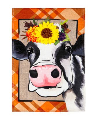 Fall Decorative Garden Flags , Options: Fall Cow