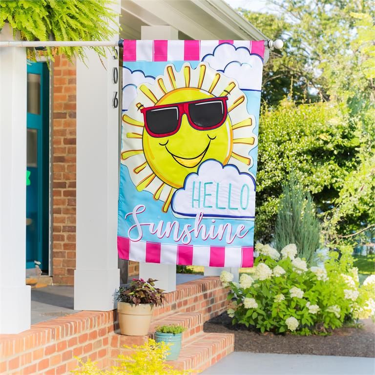 Hello Sunshine Applique Garden Flag
