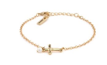 Dainty Cross Bracelet, Color: Gold