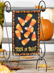 Halloween 2023 Garden Flag, Options: Candy Corn Greetings