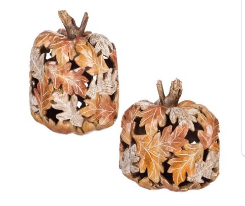 Poly stone Carved Pumpkins