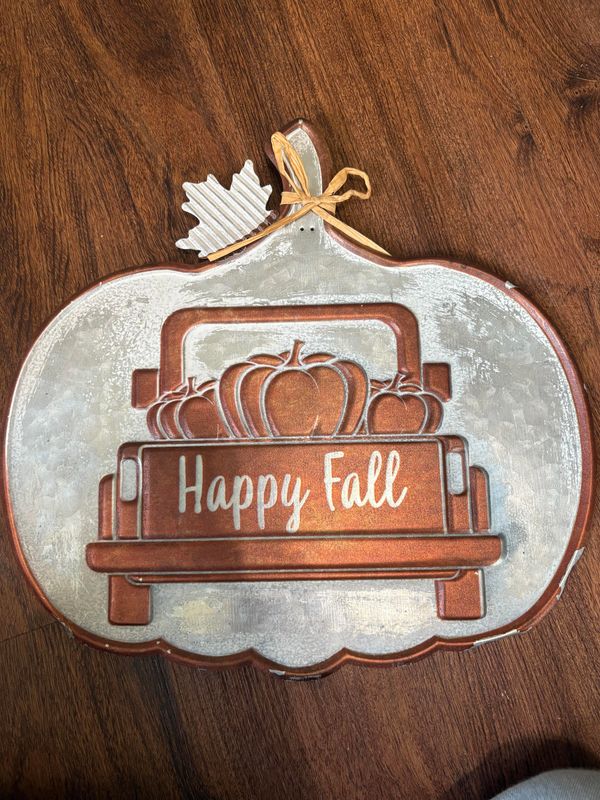 Happy Fall Metal Pumpkin