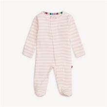 Pink Stripe Organic Cotton Magnetic Me  Footie 