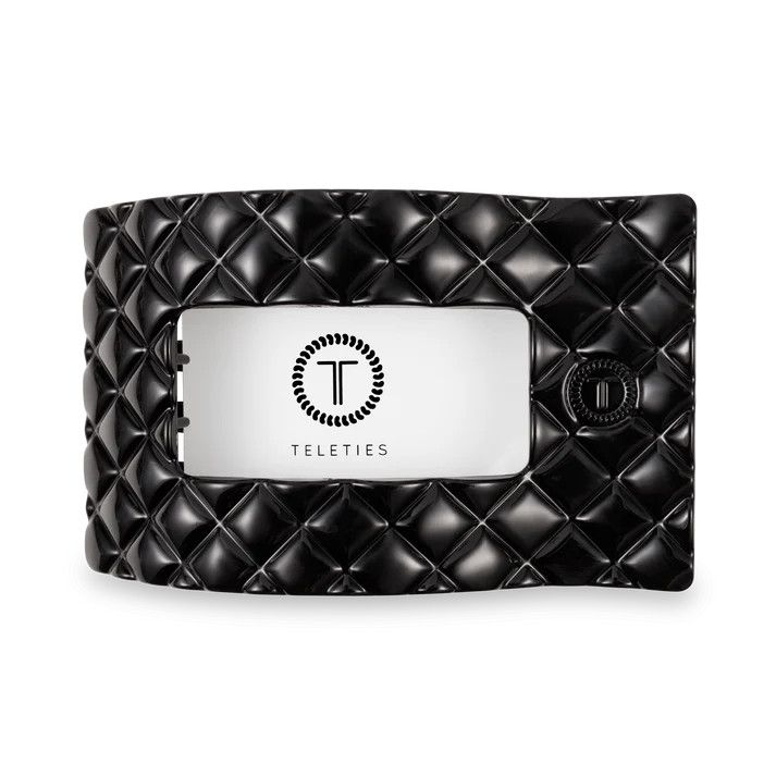 Teleties Jet Black Quilted Large Rectangle Clip