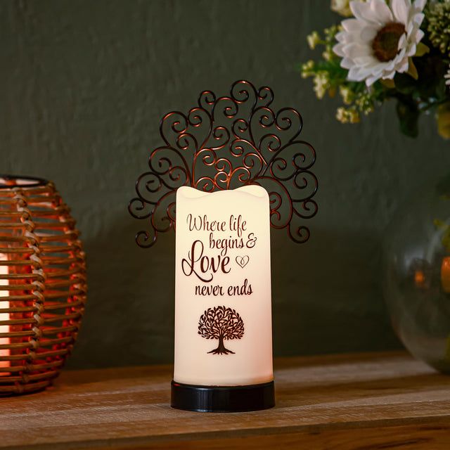 Tree LED Wax Candle with Metal Holder Set