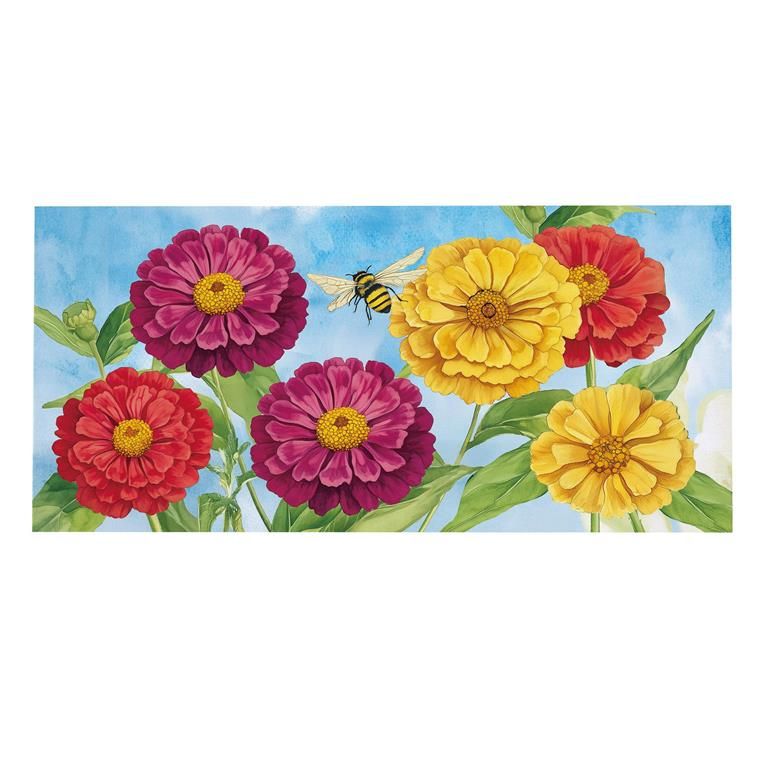 Multicolor Zinnias &amp; Bees Sassafras Switch Mat