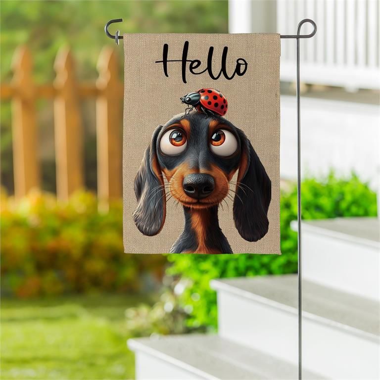 Dog &amp; Ladybug Suede Garden Flag