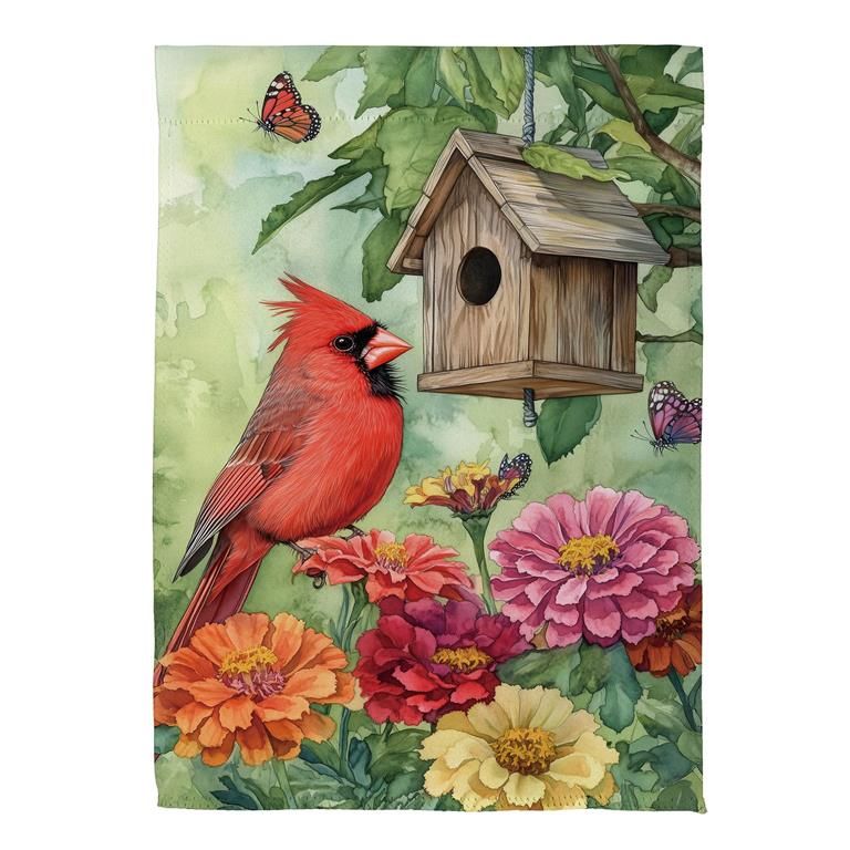 Spring Cardinal Time Suede Garden Flag