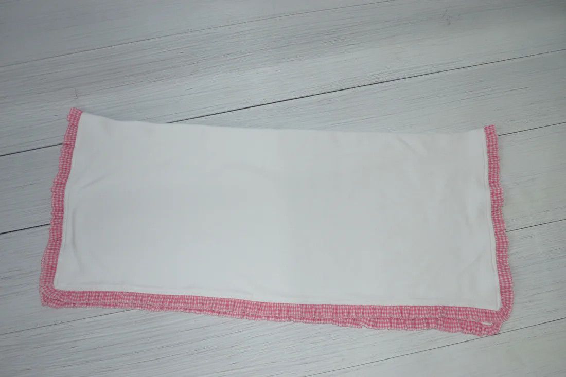 Gingham Ruffle Trim Blanket - Pink