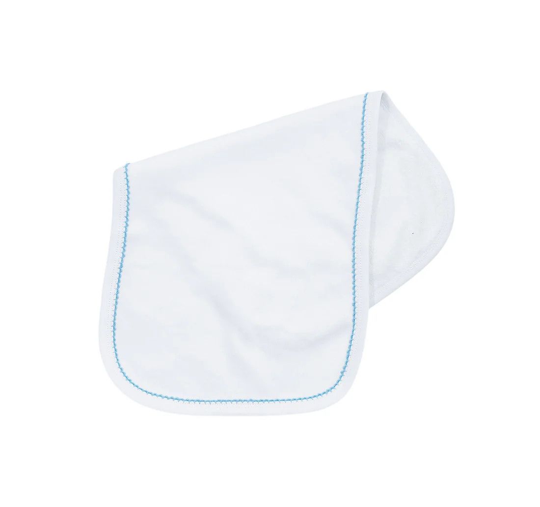 Southern Proper Burp Cloth - Picot Trim Blue