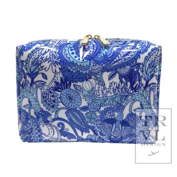 TRVL Design Luxe Gloss Double Zip Lg - Blue Paisley